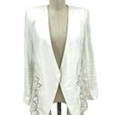 Alice + Olivia  Jenice Lace Inset Open Front Blazer White Linen Size Small Photo 1