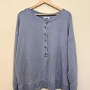 Athleta  Sweatshirt Womens Size 2XL Modal Blend Blue Button Crewneck Boxy Comfy Photo 0