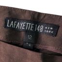 Lafayette 148  Women 12 Menswear Dress Pants Brown Linen Blend Wide Leg Trousers Photo 2