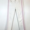 J Brand  Alana White Pink Stripe Mid Rise Crop Skinny Jeans Raw hem size 25 Photo 1