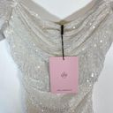 Hello Molly NWT  FREQUENT THE CLUB DRESS WHITE off shoulder mini sequin sz small Photo 8