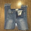 Free People  Great Heights Medium Wash Fray Distressed Skinny Jeans Size 24 Photo 3