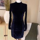 House Of CB  Escalia Blue Velvet Mini Dress Shoulder Pad Party Dress Size XS Photo 1