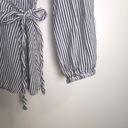 Old Navy  Nautical Black White Striped Wrap Front‎ Side Tie Top M Photo 6