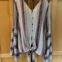 fab'rik fab’rik multi color boho bell sleeve tie front Top size Small Photo 1