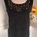 Karen Scott Black Scooped Embellished Sleeveless Top Photo 1