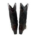 Brighton  Toby Western Cowboy Boots Women Size 8.5 Brown Leather Heart Charm Croc Photo 3