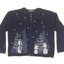 Croft & Barrow  Blue Ugly CHRISTMAS‎ Zip Cardigan Vintage XL Snowmen Holiday Photo 0