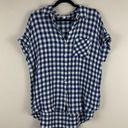 Jane and Delancey  | Blue Plaid Short Sleeve Collared Button Down Shirt Medium Photo 0