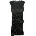 XScape  by Joanna Chen Evening Dress Womens 6 Black Satin Lace Ruched Cocktail Photo 2