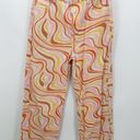 MRKT  Jeans Women LARGE Orange Pink Marble Retro Ziggy Straight Leg High-Rise Photo 9