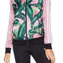 Farm Rio Adidas  Womens Pink Green Tropical Palm 3-Stripe Zip Up Photo 2