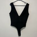 Herve Leger HERVÉ by Hervé Léger Black Plunging Knit Thong Bodysuit Size Large Photo 2