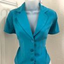 Studio I 2000s teal turquoise Blue button-up fitted blazer top blouse Measurement in pics Photo 0