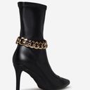 Shoedazzle Black Point Toe Bootie Stilleto Heels w/ Gold Chain NWT Size 8 Photo 8