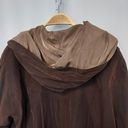 Gallery VINTAGE! 90’s  BROWN AND TAN TIE FRONT NECK BOW HOODED TRENCH COAT JACKET Photo 12