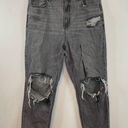 American Eagle  Grey Mom Jeans 12S Womens High Rise Distressed Denim Casual Photo 0