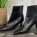 Ralph Lauren  Black Morrison Zip Up Ankle Point Toe Leather Bootie Boot 7 Photo 0