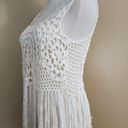 Full Tilt Ivory Knit Fringe Top, Women's Small Photo 5