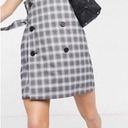 Monki  Dress Womens Small Grey White Plaid Wrap Buckle Tie Pinafore Mini ASOS Photo 0