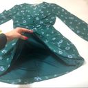 The Row  A Teal Floral Ruched Waist mini Dress Photo 9