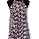 Lush Clothing Lush Chevron Print Lace Up Back Navy Cream Burgundy Sleeveless Swing Dress Photo 0