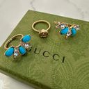 Gucci  Interlocking G Turquoise and Crystal Floral Ring Photo 5