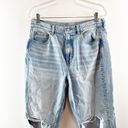 American Eagle  High Rise Busted Knees Mom Jeans Light Wash Blue 12 Photo 5