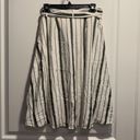 The Loft  Outlet White Gray Striped Button Through Midi Belted Skirt Size 4 EUC #6666 Photo 2