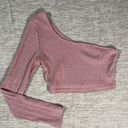 SheIn Pink One shoulder crop top and flared leggings set.  Photo 4