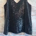 Michael Stars  sleeveless tank top sequins v neck layering S black red lined Photo 2