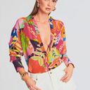 Rococo  Sand Plum Shirt in Mix Fruit Medium Womens Button Down Blouse Top Photo 3