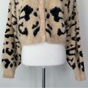 Lulu's Fierce Heart Beige Leopard Print Eyelash Knit Cropped Cardigan Tan Photo 4