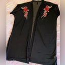 Windsor Black Rose Embroidered Sheer Back Kimono Photo 4