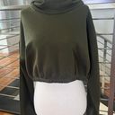 Naked Wardrobe French Terry Crop Hoodie In Olive Green Photo 0