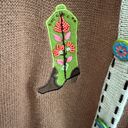 Vintage Beaded Cowboy Boot Cardigan Brown Size XL Photo 2