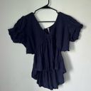 Free People  Charlotte V-Neck Blouse In Evening Eclipse Large NWOT Open Back Photo 2