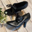 Fioni Womens Black shoes with pump 4” heel , tie up with peep area front classy shoes Photo 0