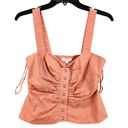 ALC Frank A.L.C. Lilah Pearl Snap Tank Top Women's 2 Apricot Brandy Ruched Wide Strap Photo 2