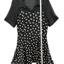 The Row Ducks In A Mini Dress Women L Black Cream Cat Print Short Sleeve Sheer Lined Photo 8