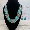 American Eagle  Outfitters Turquoise color beaded necklace and Turquoise earrings Photo 2