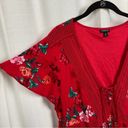 Torrid  Red Floral Gauze Lace Up Skater Dress Sz.2 Photo 9