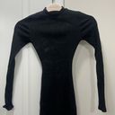 Naked Wardrobe  Black Snatched Ribbed Crewneck Long Sleeve Dress Size XS $68 Photo 2