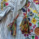 ZARA  BBWM Woman Striped Floral Fruit Embroidered Balloon Sleeve Boho Peasant Top Photo 4