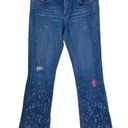 DKNY  Embroidered Paint Splash Denim Flare Jeans 5 Photo 0