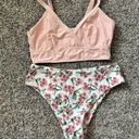 Zaful  Floral Print Bikini Set Light Pink High Rise Women’s Size 6 - 2 PIECE SET Photo 0