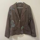 J.Jill  Brown Floral Embroidered Color Stitch Jacket / Cotton Blazer Size Large Photo 0