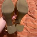 Guess Women’s size 7 high heel sandal wingback shoes in tan with ankle closure Photo 3