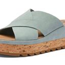 Sorel Cameron Flatform Crushed Blue Suede Mule Wedge Sandals Photo 0