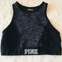 PINK - Victoria's Secret VS PINK High Neck Black/Grey Reversible Sports Bra Size Small Victoria’s Secret Photo 1